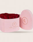 Passion XL com rosas vermelhas em caixa de veludo rosa | The Florist Portugal