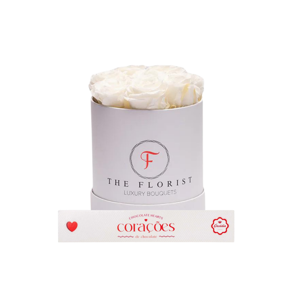 Simplicity Preserved White Roses - The Florist Portugal - Florista Online 24/7