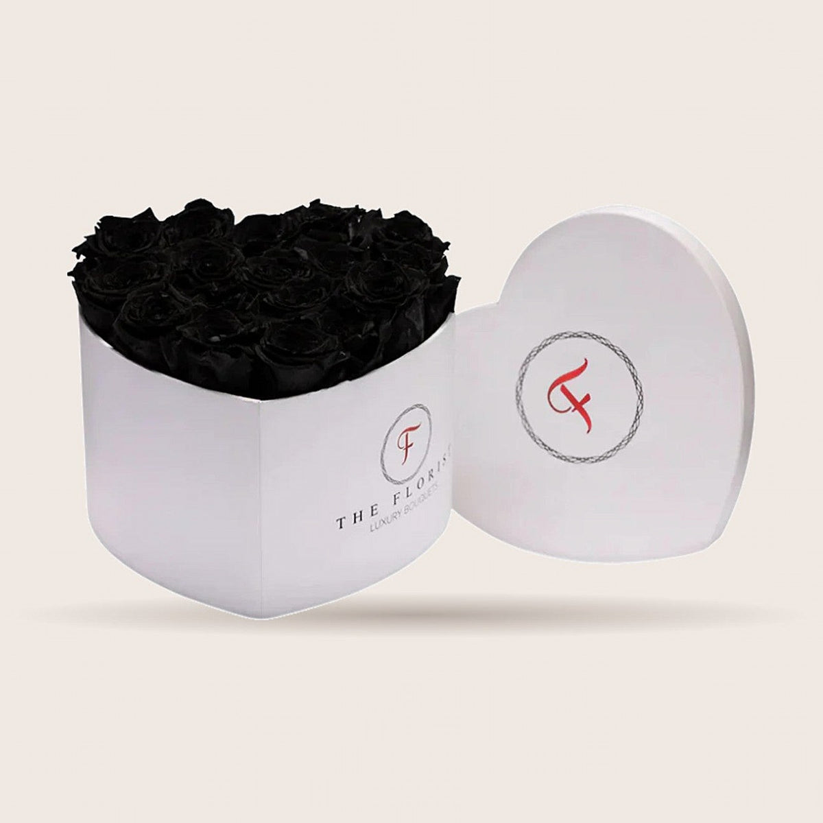 Passion XL com rosas preservadas pretas em caixa branca | The Florist Portugal