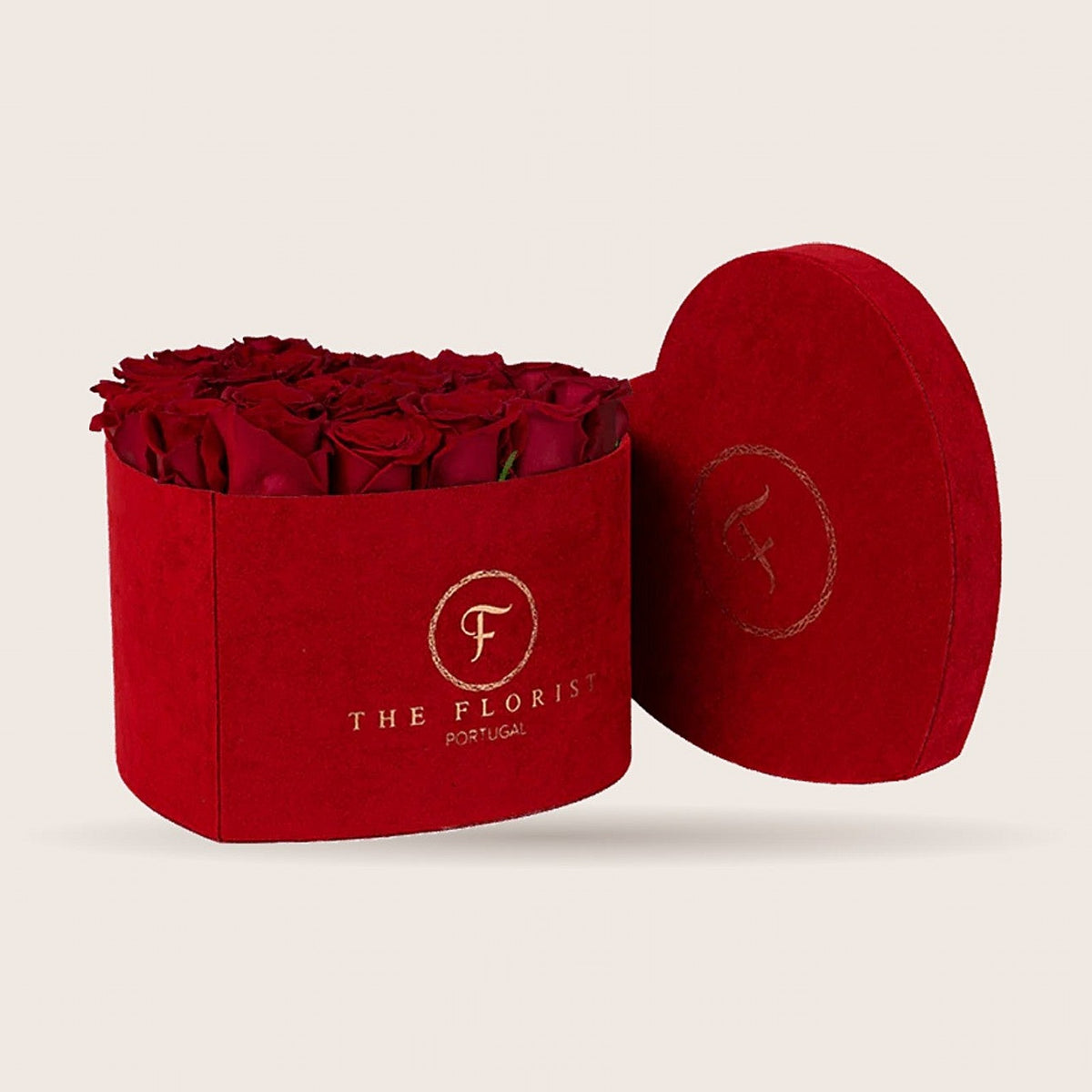 Passion XL com rosas vermelhas em caixa de veludo vermelho | The Florist Portugal